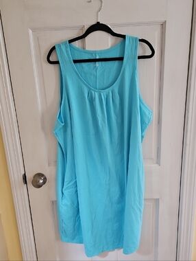 Lands' End Women's Aqua Scoop Neck Swim Cover Up